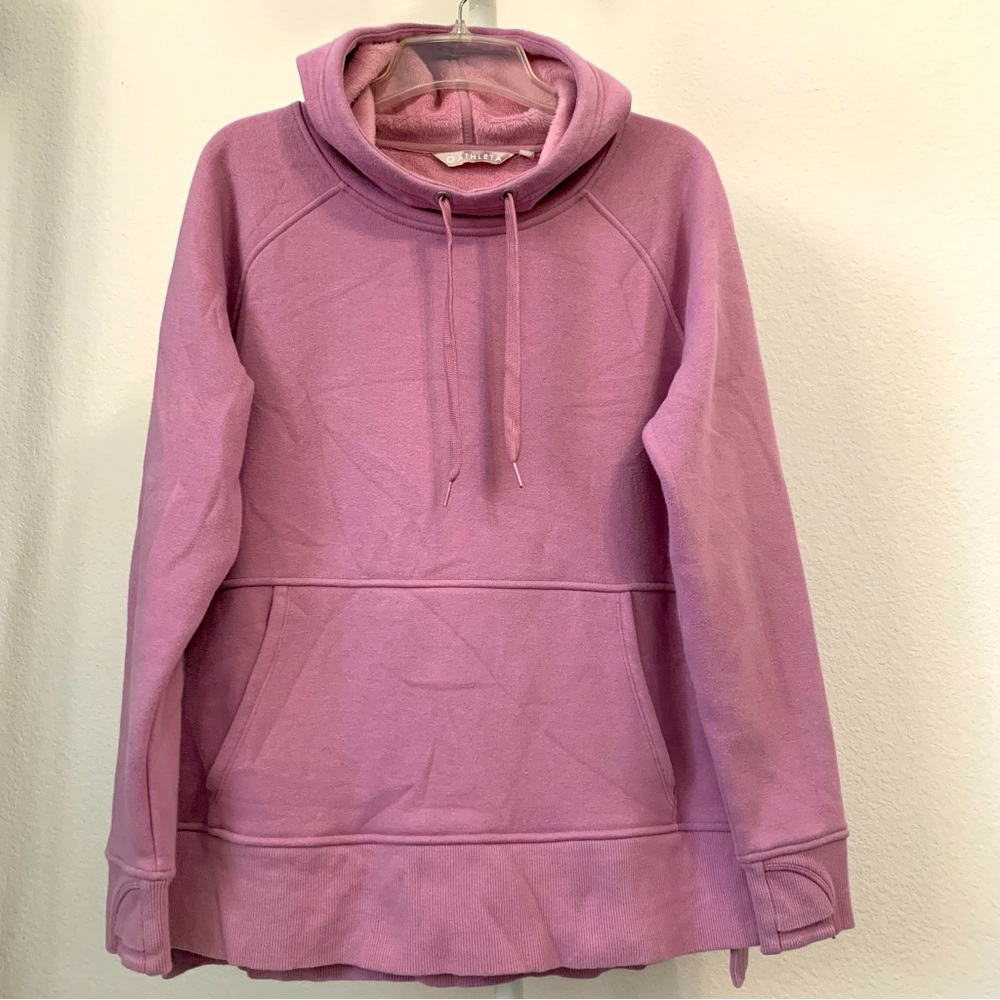 Athleta Women's Long Sleeve Pullover Fleece Lined Hoodie Sweatshirt Pink Size S